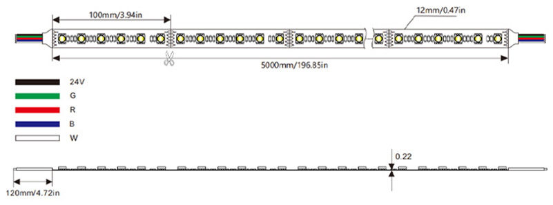 DC24V SMD5050 RGBW LED Strip 60LEDs/M